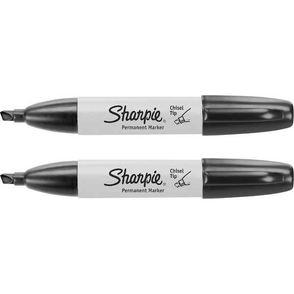 Marker, Chisel Tip, 2/PK, Black PK